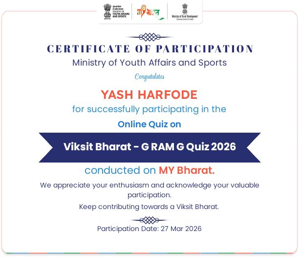 Viksit Bharat Quiz Certificate
